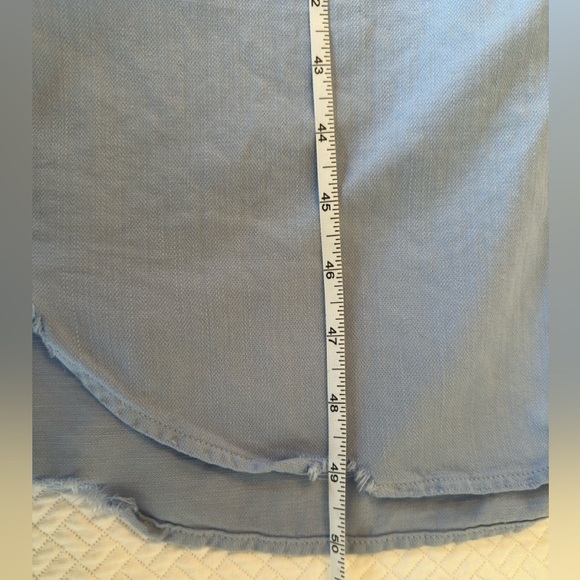 Frank & Eileen Glacier Blue Cotton Tattered Wash Maxi Shirtdress - Large - Picture 9 of 10